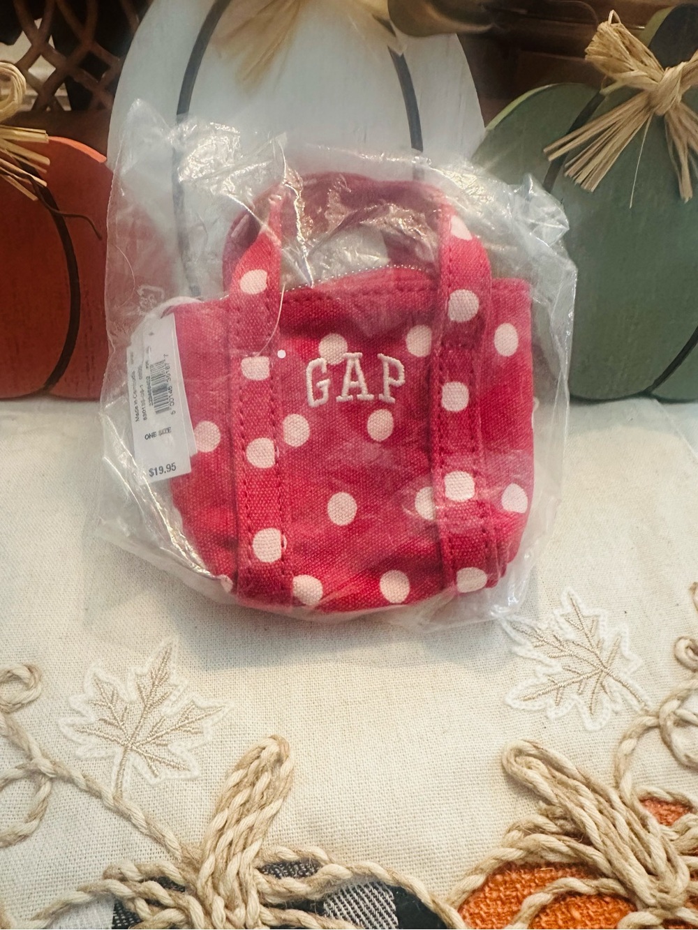 🍁GAP Red Polka Dot Mini Tote Bag Charm